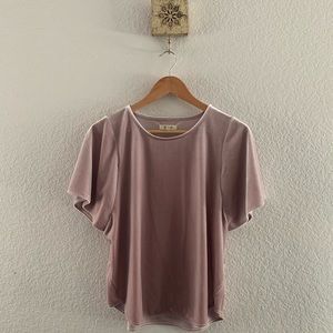 MADEWELL | Velvet Butterfly Top in Blush Pink